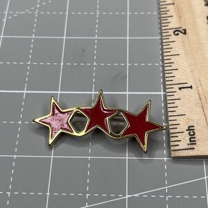 Gold Monet Three Red Enamel Stars Patriotic Flag Of Washington DC Pin Brooch
